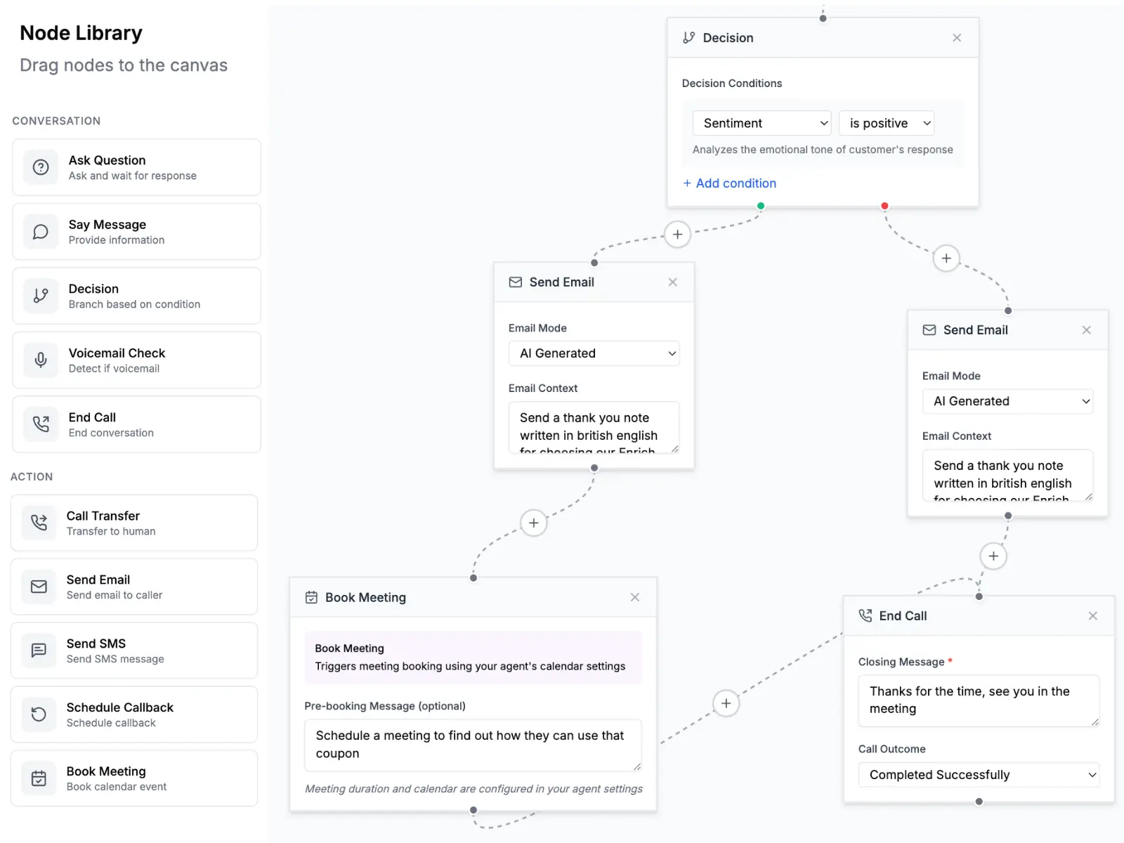 Visual flow builder interface